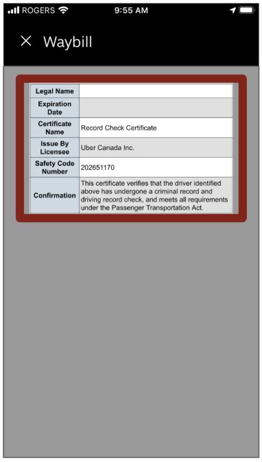 record check certificate uber  SP4-164 - $22; Standard record check request